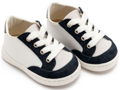 Εικόνα της Δερμάτινο Δετό Sneakers PRΙ2120 Λευκό Μπλε