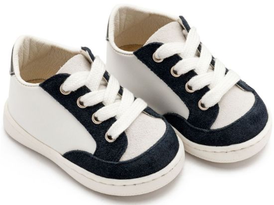 Εικόνα της Δερμάτινο Δετό Sneakers PRΙ2120 Λευκό Μπλε