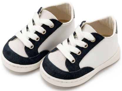 Εικόνα της Δερμάτινο Δετό Sneakers PRΙ2120 Λευκό Μπλε