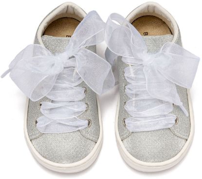 Εικόνα της Sneaker απο Ύφασμα και Δέσιμο Κορδέλα BW4864 Ασημί