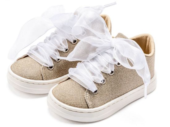 Εικόνα της Sneaker απο Ύφασμα και Δέσιμο Κορδέλα BW4864 Πλατίνα