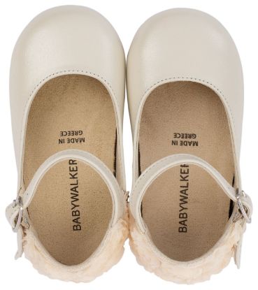 Εικόνα της Γαλλικό Γοβάκι με Διακοσμημένη Φτέρνα απο Λουλούδια BW4503 Εκρού