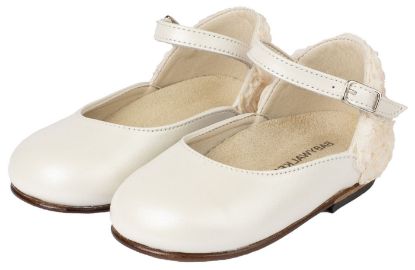 Εικόνα της Γαλλικό Γοβάκι με Διακοσμημένη Φτέρνα απο Λουλούδια BW4503 Εκρού