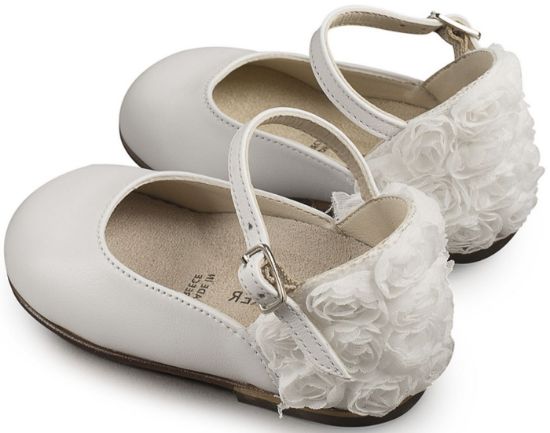 Εικόνα της Γαλλικό Γοβάκι με Διακοσμημένη Φτέρνα απο Λουλούδια BW4503 Λευκό