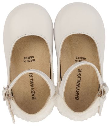 Εικόνα της Γαλλικό Γοβάκι με Διακοσμημένη Φτέρνα απο Λουλούδια BW4503 Λευκό