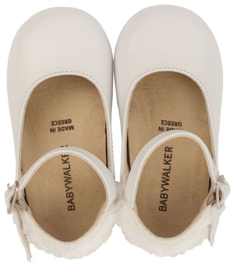 Εικόνα της Γαλλικό Γοβάκι με Διακοσμημένη Φτέρνα απο Λουλούδια BW4503 Λευκό