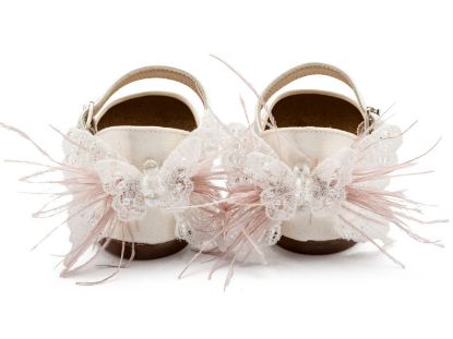 Εικόνα της Γαλλικό Γοβάκι με Διακοσμημένη Φτέρνα Πεταλούδα BW4866 Εκρού Ροζ