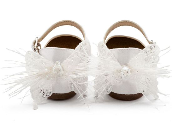 Εικόνα της Γαλλικό Γοβάκι με Διακοσμημένη Φτέρνα Πεταλούδα BW4866 Λευκό