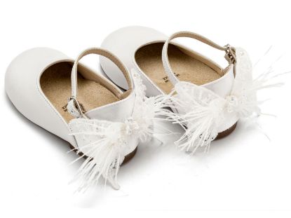 Εικόνα της Γαλλικό Γοβάκι με Διακοσμημένη Φτέρνα Πεταλούδα BW4866 Λευκό