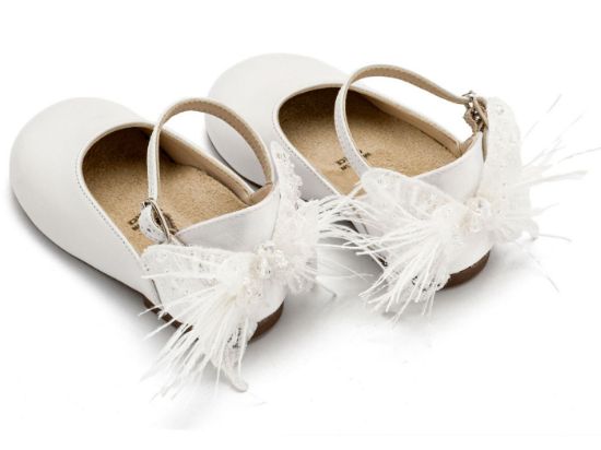 Εικόνα της Γαλλικό Γοβάκι με Διακοσμημένη Φτέρνα Πεταλούδα BW4866 Λευκό