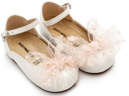 Εικόνα της Γαλλικό Γοβάκι με Τούλινο Φιόγκο BW4853 Εκρού Ροζ