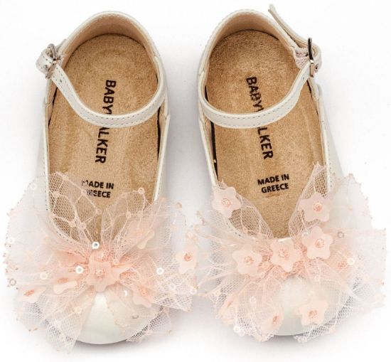 Εικόνα της Γαλλικό Γοβάκι με Τούλινο Φιόγκο BW4853 Εκρού Ροζ