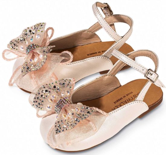 Εικόνα της Γαλλικό Σαμπό με Φιόγκο Οργάντζας και Στρας BW4828 Εκρού Ροζ