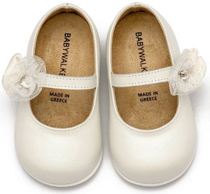 Εικόνα της Γοβάκι  Μονή Μπαρέτα με Διακοσμητικό Λουλούδι  PRI2642Εκρού