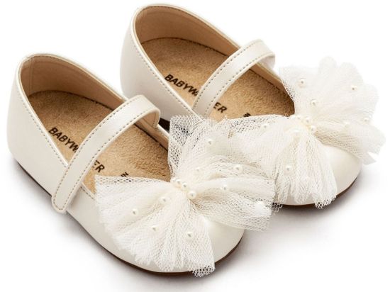 Εικόνα της Γοβάκι με Χειροποίητο Φιόγκο και Πέρλες  BS3589 Εκρού