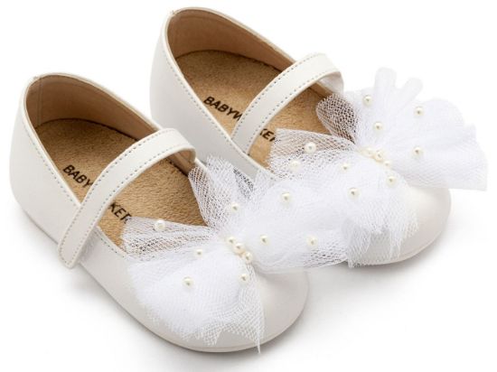 Εικόνα της Γοβάκι με Χειροποίητο Φιόγκο και Πέρλες  BS3589 Λευκό