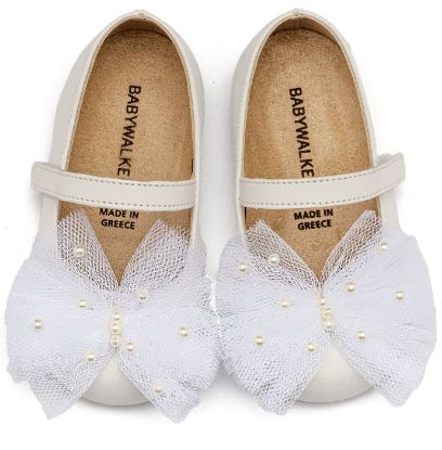 Εικόνα της Γοβάκι με Χειροποίητο Φιόγκο και Πέρλες  BS3589 Λευκό