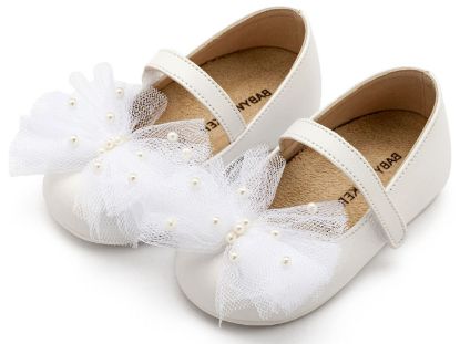 Εικόνα της Γοβάκι με Χειροποίητο Φιόγκο και Πέρλες  BS3589 Λευκό