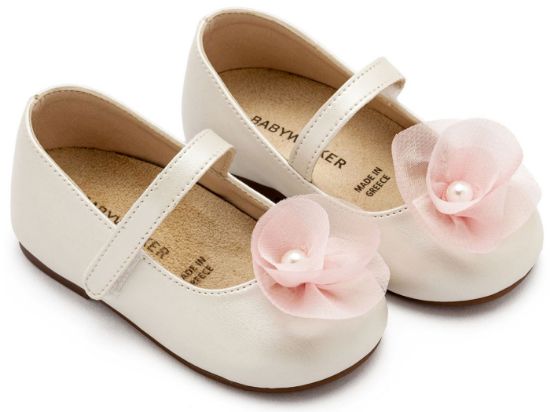 Εικόνα της Γοβάκι Μονή Μπαρέτα με Λουλούδι BS3593 Εκρού Ροζ