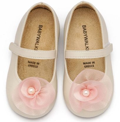 Εικόνα της Γοβάκι Μονή Μπαρέτα με Λουλούδι BS3593 Εκρού Ροζ