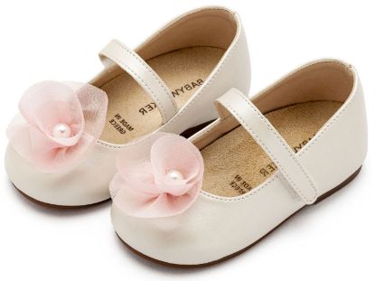 Εικόνα της Γοβάκι Μονή Μπαρέτα με Λουλούδι BS3593 Εκρού Ροζ