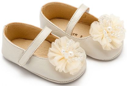 Εικόνα της Γοβάκι Μονή Μπαρέτα με Υφασμάτινο Λουλούδι με Χάντρες MI1651 Εκρού