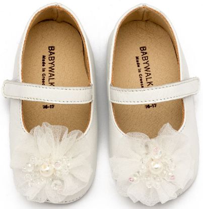 Εικόνα της Γοβάκι Μονή Μπαρέτα με Υφασμάτινο Λουλούδι με Χάντρες MI1651 Λευκό