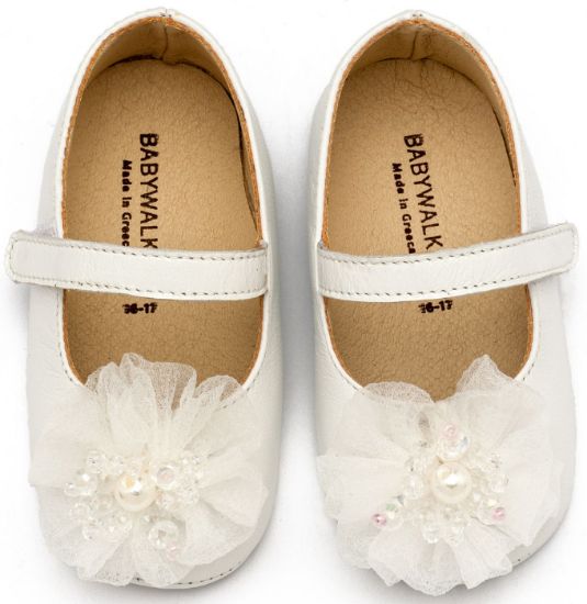 Εικόνα της Γοβάκι Μονή Μπαρέτα με Υφασμάτινο Λουλούδι με Χάντρες MI1651 Λευκό