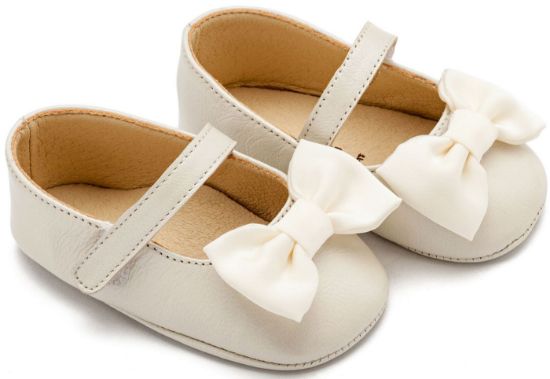 Εικόνα της Γοβάκι Μονή Μπαρέτα με Υφασμάτινο Χειροποίητο Φιογκάκι MI1646 Εκρού