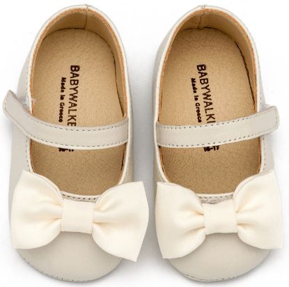 Εικόνα της Γοβάκι Μονή Μπαρέτα με Υφασμάτινο Χειροποίητο Φιογκάκι MI1646 Εκρού