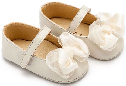 Εικόνα της Γοβάκι Μονή Μπαρέτα με Υφασμάτινο Χειροποίητο Φιογκάκι MI1652 Εκρού