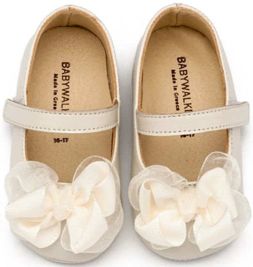 Εικόνα της Γοβάκι Μονή Μπαρέτα με Υφασμάτινο Χειροποίητο Φιογκάκι MI1652 Εκρού