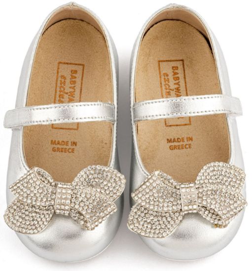 Εικόνα της Γοβακι Μονή Μπαρέτα Στρας με Φιογκάκι Στρας EXC5880 Ασημί