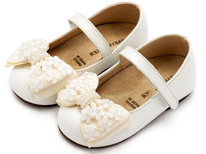 Εικόνα της Γοβάκι Μονή Μπαρέτα Χρατς με Gros Grain Φιογκάκι και Λουλουδάκια BW4862 Εκρού