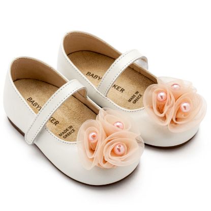 Εικόνα της Γοβάκι Μονή Μπαρέτα Χρατς με Διακοσμητικό Οργάντζας και Πέρλες BW4858 Εκρού Ροζ 