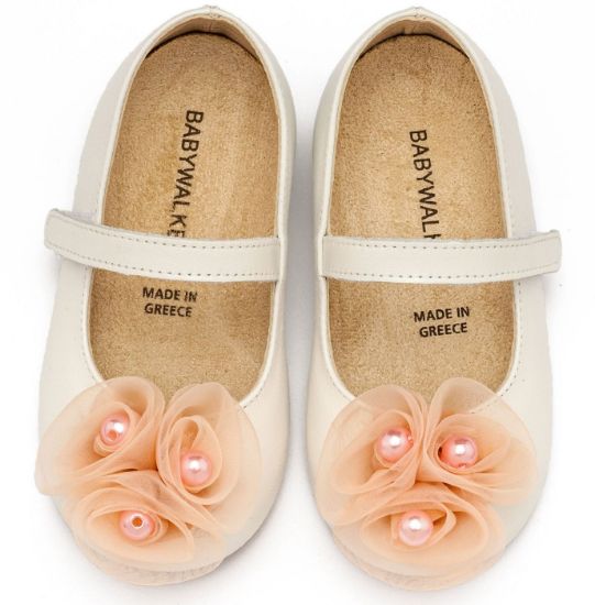 Εικόνα της Γοβάκι Μονή Μπαρέτα Χρατς με Διακοσμητικό Οργάντζας και Πέρλες BW4858 Εκρού Ροζ 