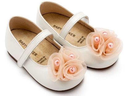 Εικόνα της Γοβάκι Μονή Μπαρέτα Χρατς με Διακοσμητικό Οργάντζας και Πέρλες BW4858 Εκρού Ροζ 