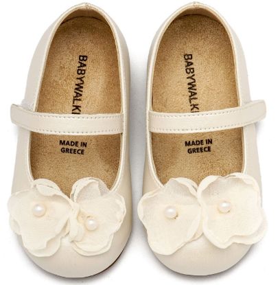 Εικόνα της Γοβάκι Μονή Μπαρέτα Χρατς με Λουλούδια Οργάντζας και Πέρλα BW4868 Εκρού 