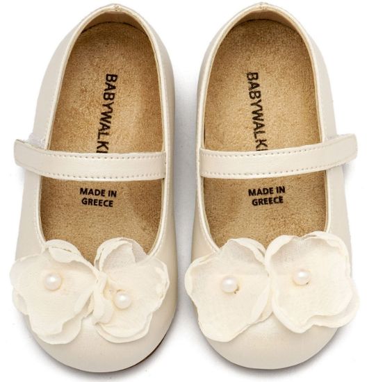 Εικόνα της Γοβάκι Μονή Μπαρέτα Χρατς με Λουλούδια Οργάντζας και Πέρλα BW4868 Εκρού 