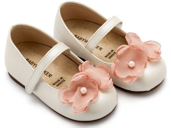 Εικόνα της Γοβάκι Μονή Μπαρέτα Χρατς με Λουλούδια Οργάντζας και Πέρλα BW4868 Εκρού Ροζ 