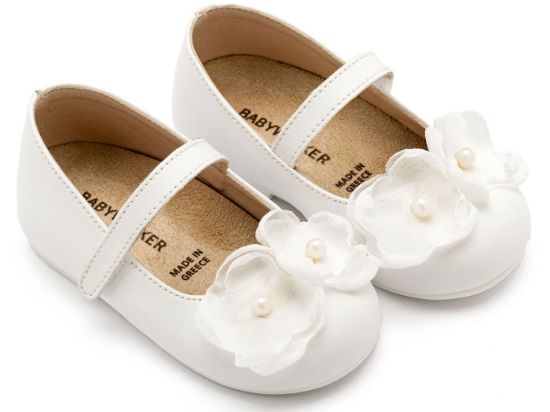 Εικόνα της Γοβάκι Μονή Μπαρέτα Χρατς με Λουλούδια Οργάντζας και Πέρλα BW4868 Λευκό 