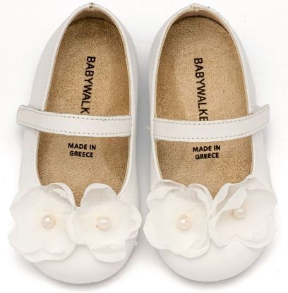 Εικόνα της Γοβάκι Μονή Μπαρέτα Χρατς με Λουλούδια Οργάντζας και Πέρλα BW4868 Λευκό 