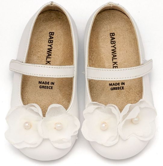 Εικόνα της Γοβάκι Μονή Μπαρέτα Χρατς με Λουλούδια Οργάντζας και Πέρλα BW4868 Λευκό 