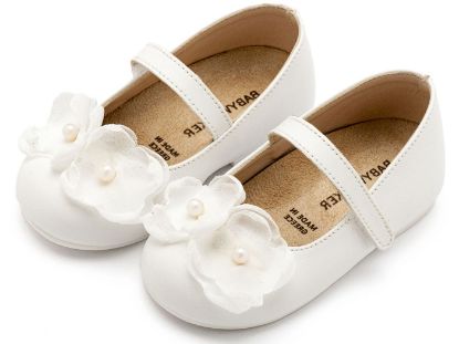 Εικόνα της Γοβάκι Μονή Μπαρέτα Χρατς με Λουλούδια Οργάντζας και Πέρλα BW4868 Λευκό 