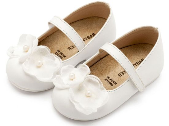 Εικόνα της Γοβάκι Μονή Μπαρέτα Χρατς με Λουλούδια Οργάντζας και Πέρλα BW4868 Λευκό 