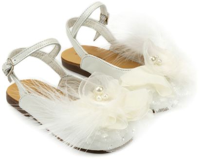 Εικόνα της Δερμάτινο Σαμπό με Χειροποίητο Λουλούδι EXC5772 Εκρού