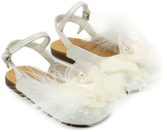 Εικόνα της Δερμάτινο Σαμπό με Χειροποίητο Λουλούδι EXC5772 Εκρού