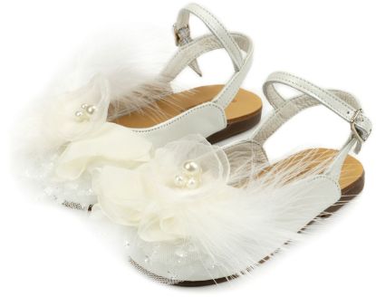 Εικόνα της Δερμάτινο Σαμπό με Χειροποίητο Λουλούδι EXC5772 Εκρού