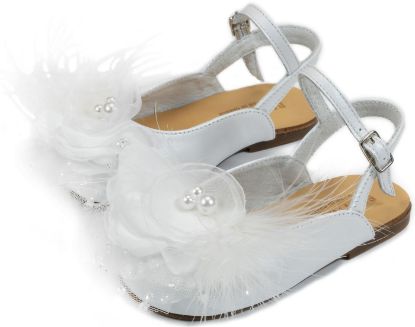 Εικόνα της Δερμάτινο Σαμπό με Χειροποίητο Λουλούδι EXC5772 Λευκό