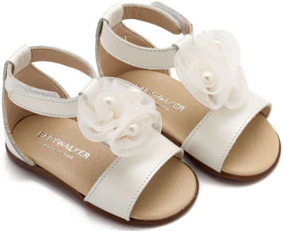 Εικόνα της Πέδιλο Διακοσμημένο με Λουλούδια και Πέρλες  PRI2641 Εκρού 